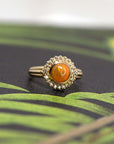 orange opal yellow gold bridal ring bena jewelry montreal