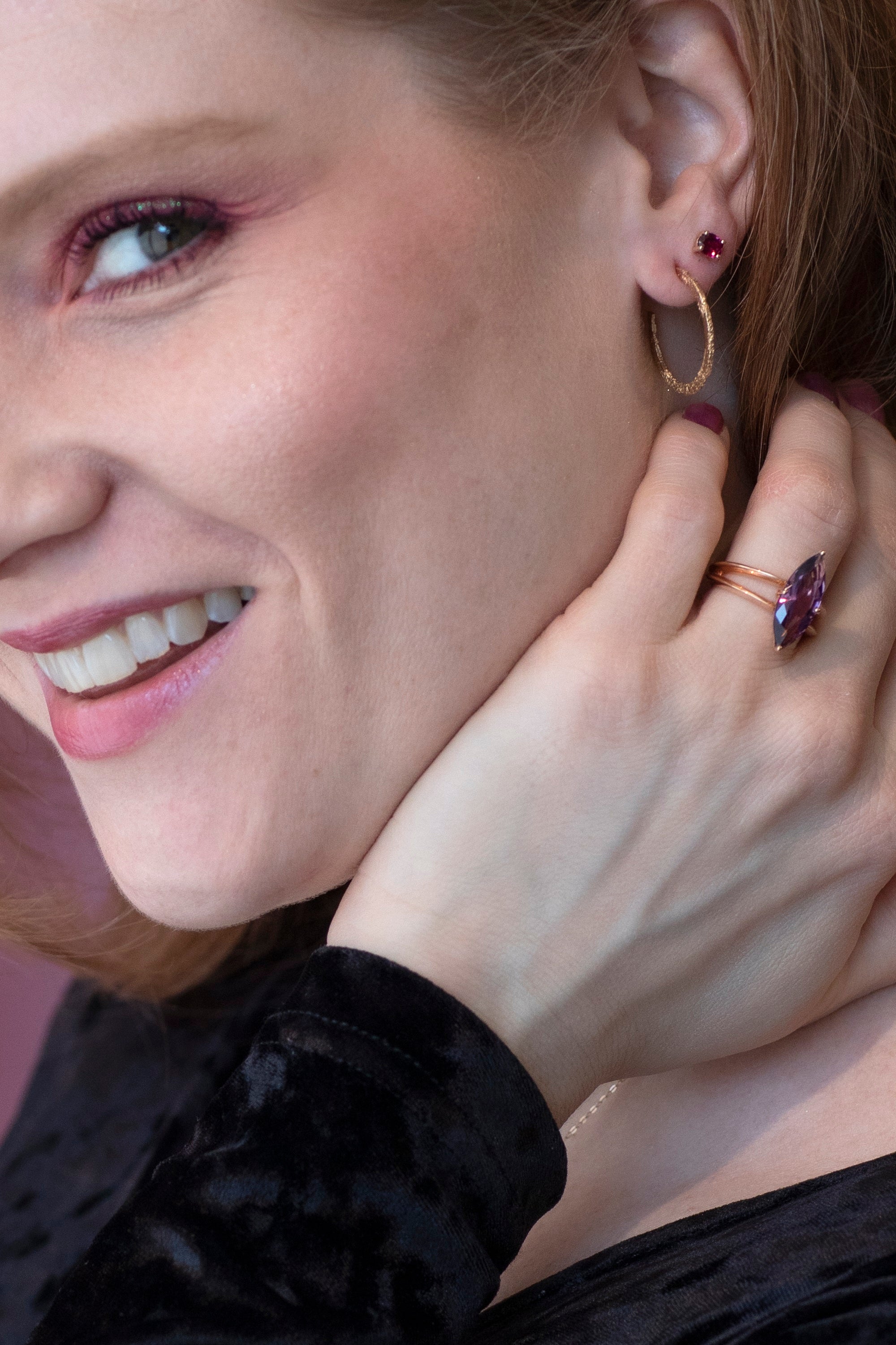 CUSTOM Braxton / Violet Flame Amethyst Rose Gold Ring