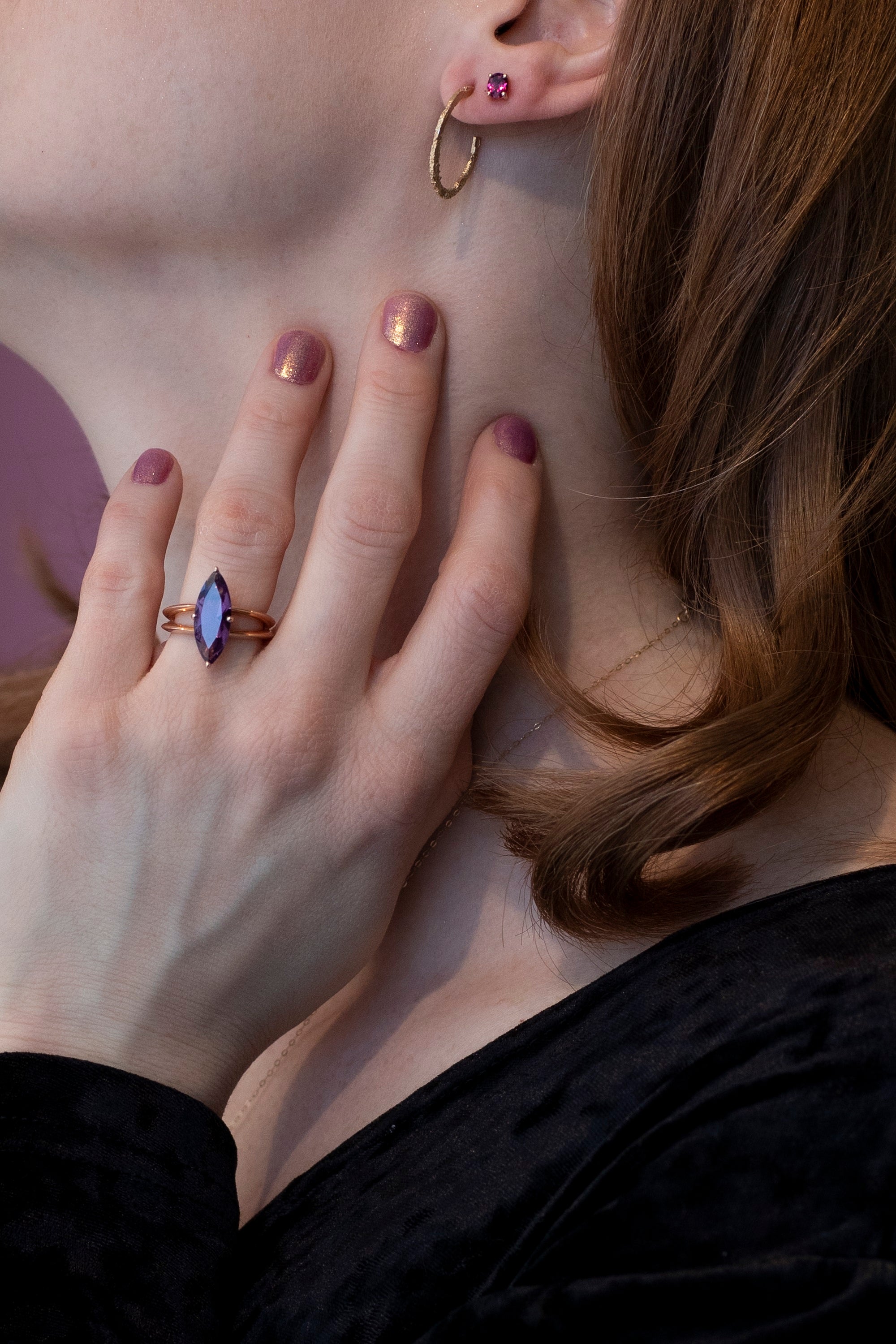 CUSTOM Braxton / Violet Flame Amethyst Rose Gold Ring