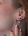 Minimalist Redish Purple Rhodolite Garnet Gold Stud Earrings