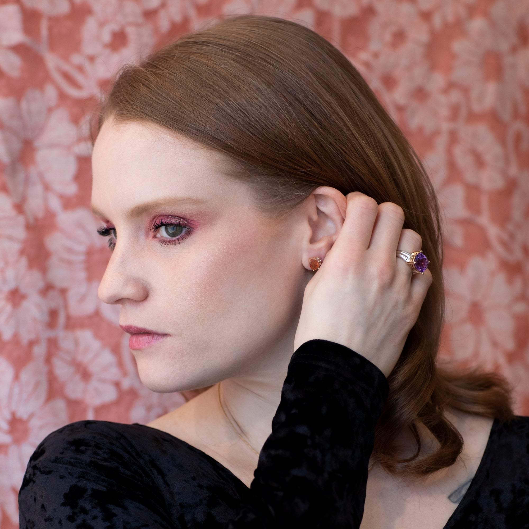 CUSTOM Braxton / Violet Flame Amethyst Rose Gold Ring