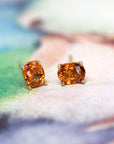 Oval Spessartite Garnet Gold Stud