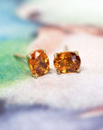 Oval Spessartite Garnet Gold Stud