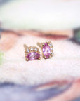 Marquise Shape Pink Sapphire & Diamond Dora Stud Earrings