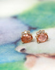 Sunstone & Cognac Diamond Gold Earrings - 0.17 ct