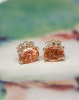 Sunstone & Cognac Diamond Gold Earrings - 0.17 ct