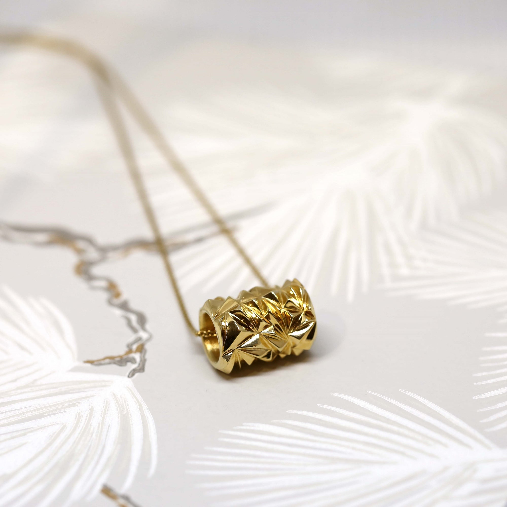 Gold Vermeil Small Pyramid Tube Chiseled Pendant
