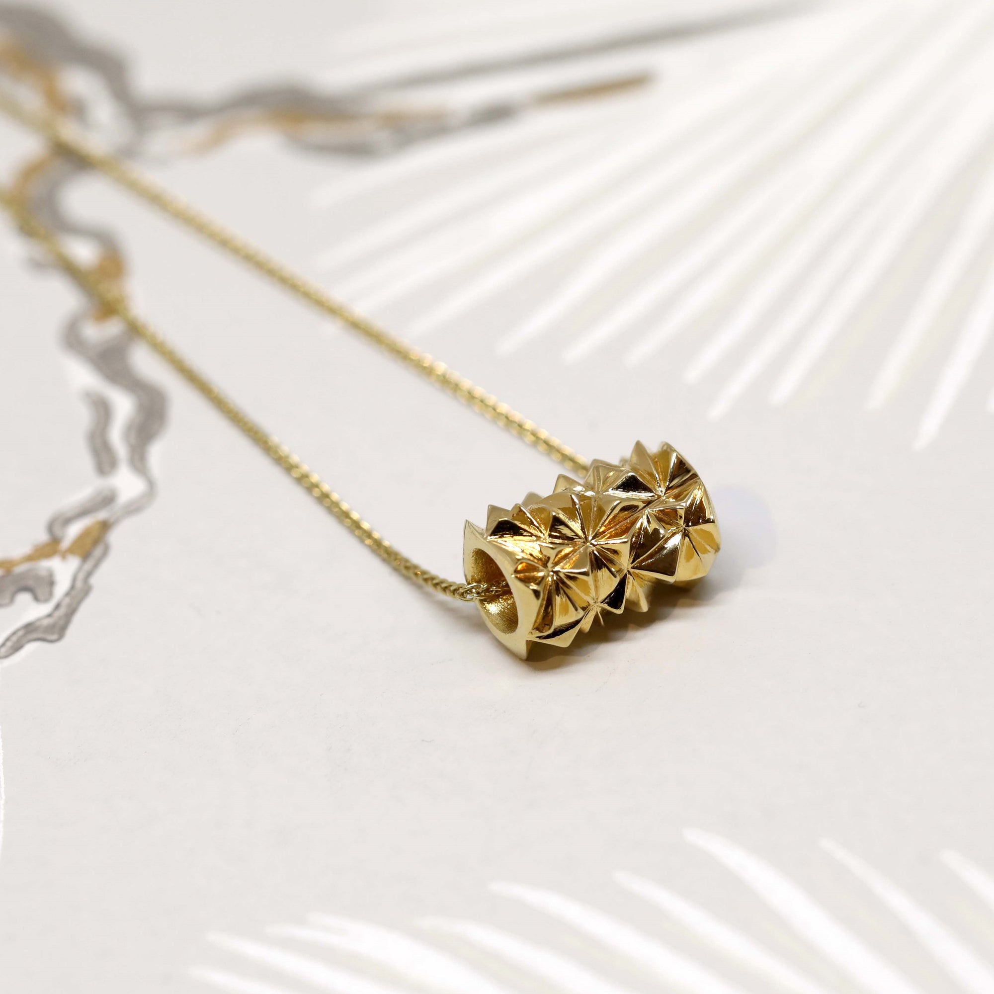 Gold Vermeil Small Pyramid Tube Chiseled Pendant