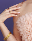 girl wearing bena jewelry gold bangle bracelet