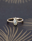 Pear Shape Diaspore Bezel Set Gold Ring