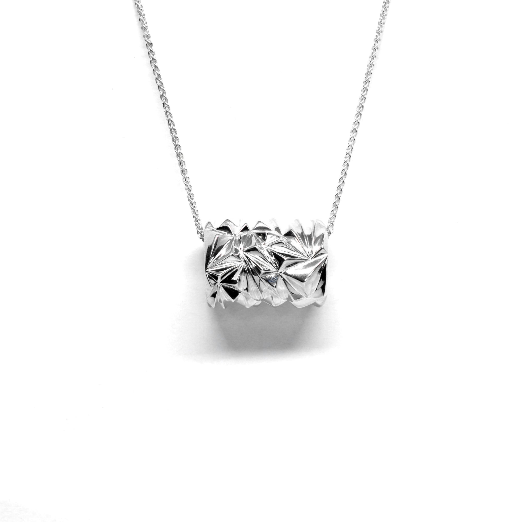 Silver Large Chiseled Pyramid Tube Pendant