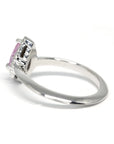 Back view of bena jewelry montreal engagement ring pink sapphire color gemstone ring and diamond ring custom bridal jewelry montreal edgy bena jewelry custom made color gemstone bridal engagement ring montreal handmade little italy jeweler