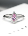 Bena Jewelry custom made engagement ring pear shape pink sapphire ring bridal ring white gold diamond jewelry edgy custom made engagement ring montreal bena jewelry fine jewelry designer montreal