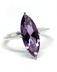 Marquise amethyst bena jewelry cocktail ring custom made ring natural color gemstone edgy style purple natural gemstone handmade in montreal canada jewelry designer