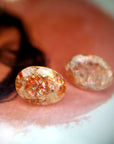 Sunstone & Cognac Diamond Gold Earrings - 0.17 ct