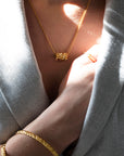 Gold Vermeil Small Pyramid Tube Chiseled Pendant