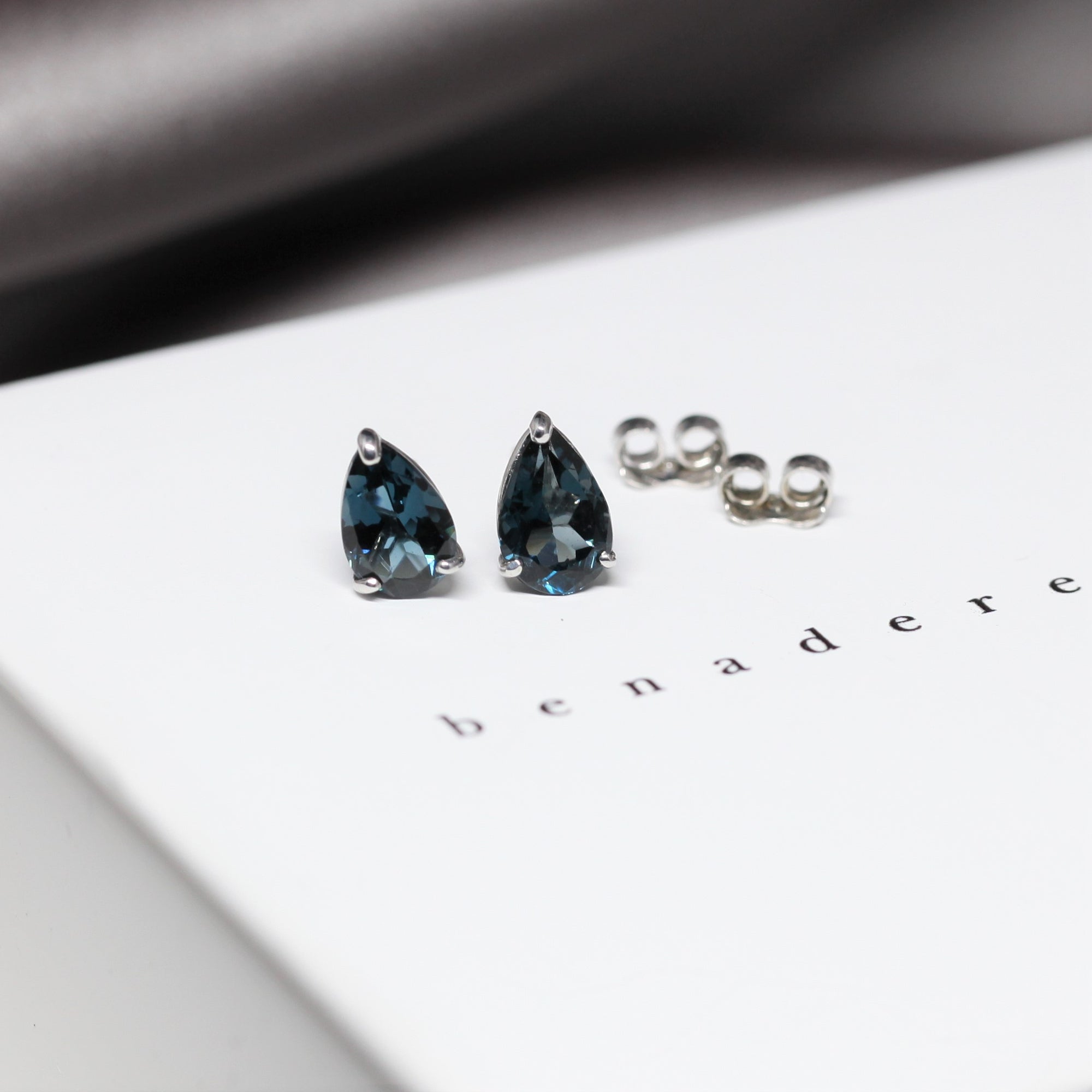 Bena jewelry edgy gemstone stud earrings handmade in montreal pear shape custom color gemstone speicalist montreal handmade in canada fine color custom gemstone jewelry montreal specialist bena jewelry edgy jewelry