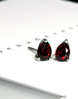 ref garnet gemstone stud earrings bena jewelry montreal pear shape red pyrope garnet custom earrings montreal made in canada unisex fine jewelry deep red natural gemstone earrings studs bena jewelry custom color gemstone fine jewelry