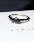 Side view of edgy marquise shape spinel gemstone montreal made in canada fine jewelry custom white gold engagement ring bena jewelry montreal designer fine jewelry color gemstone specialist