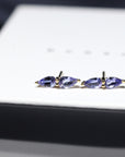 Tanzanite gemstone pear cut stud earrings 18 kt yellow gold