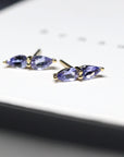 Tanzanite gemstone pear cut stud earrings 18 kt yellow gold
