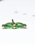 Tsavorite garnet gemstone pear cut stud earrings 18 kt yellow gold