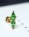 Tsavorite garnet gemstone pear cut stud earrings 18 kt yellow gold