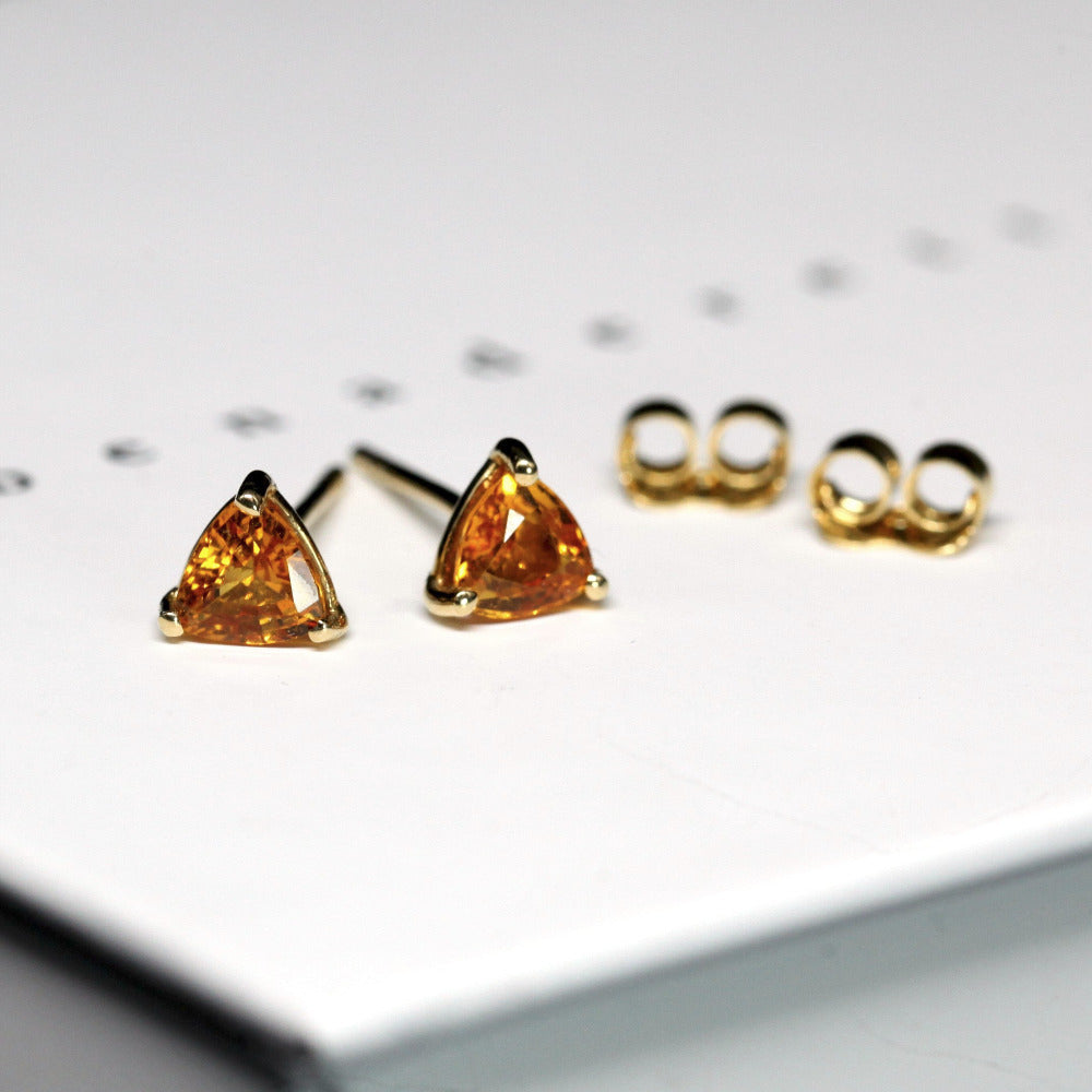 bena jewelry orange sapphire gold stud earrings montreal design