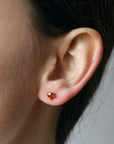 Tangerine Cushion Gold Single Stud Earring