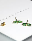 Tsavorite Garnet Double Pear Yellow Gold Stud Earrings