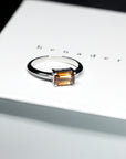 Zircon Baguette Shape Fire Orange Gold Ring