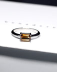 Zircon Baguette Shape Fire Orange Gold Ring