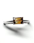 Zircon Baguette Shape Fire Orange Gold Ring