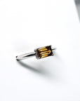 Zircon Baguette Shape Fire Orange Gold Ring