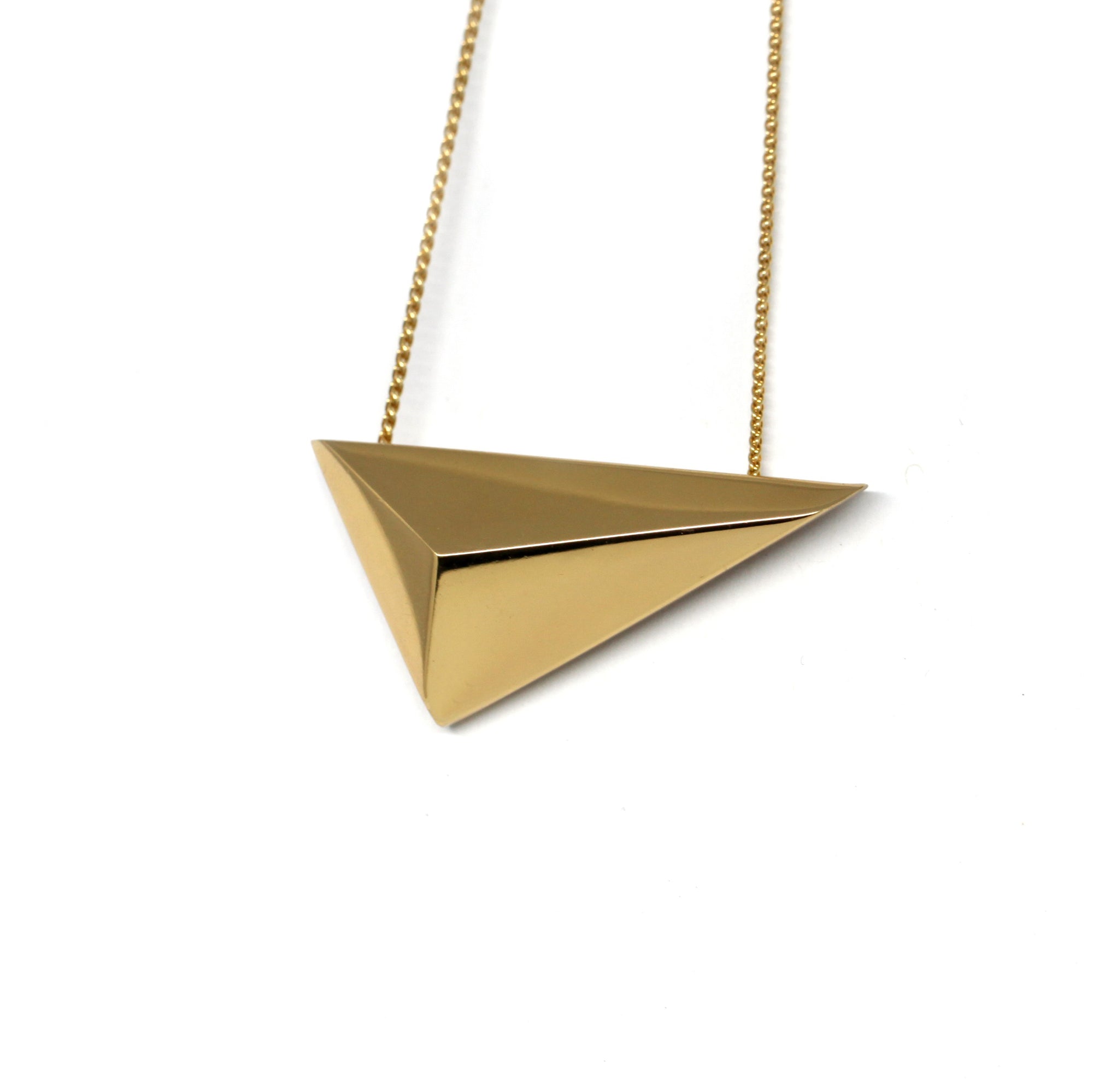 Pyramidal Vermeil Pendant Edgy Collection Yellow Gold Plated Jewelry Bena Jewelry Montreal Fine Designer Made in Canada