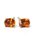 Gold gemstone stud earrings orange vivid spessartite garnet yellow gold gemstone stud earrings montreal made in canada minimalist color gemstone fine jewelry bena jewelry little italy jeweler montreal