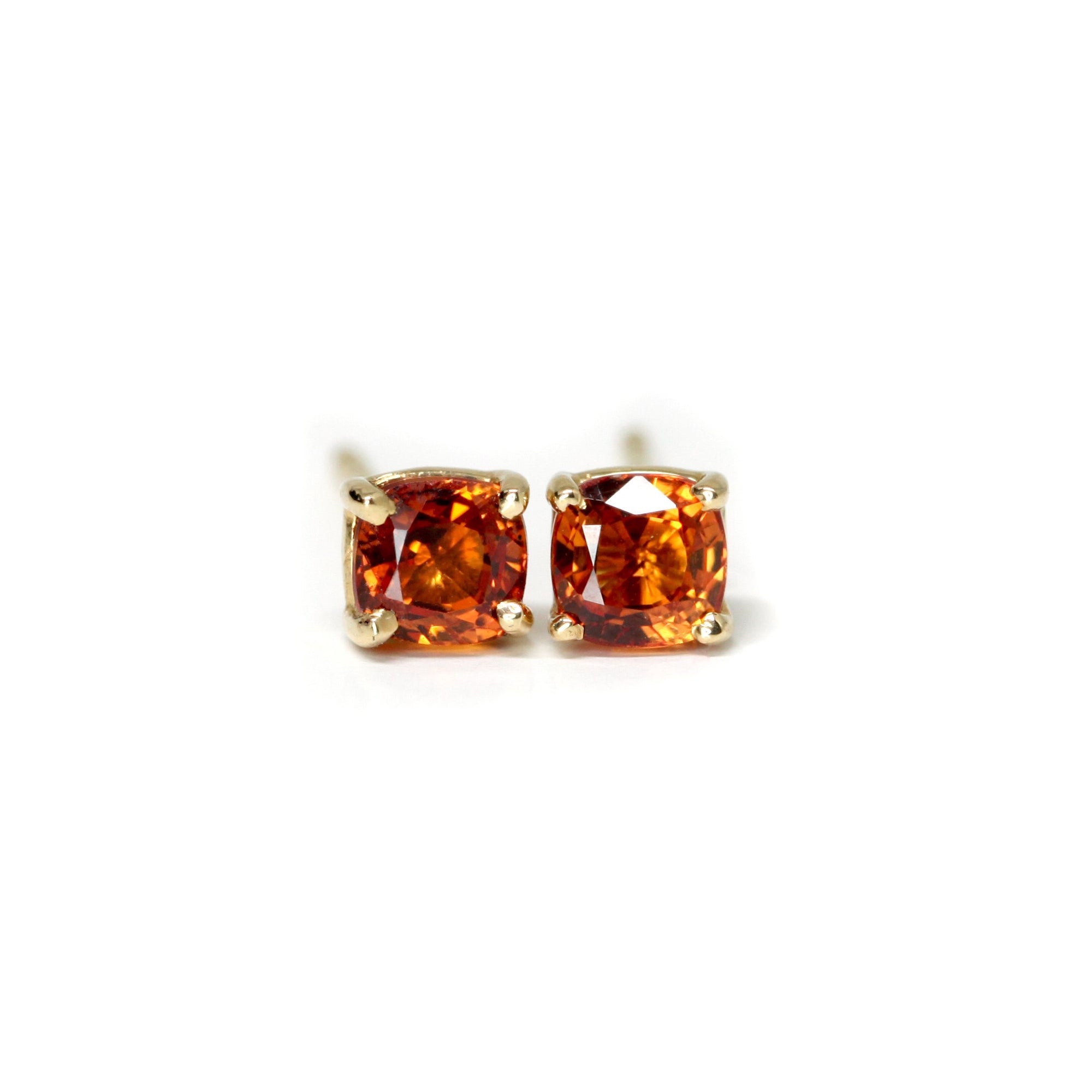 Tangerine Cushion Gold Single Stud Earring