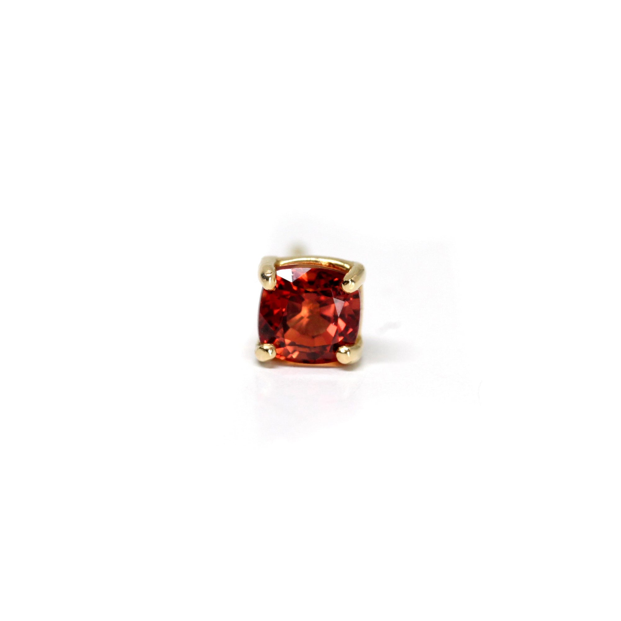 Tangerine Cushion Gold Single Stud Earring