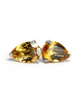 Citrine pear shape gemstone stud earrings bena jewlry color gemstone jewelry custom made in montreal yellow natural gemstone minimalist gemstone earrings unisex fine jewelry natural citrine quartz gems handamde in montreal little italy jeweler
