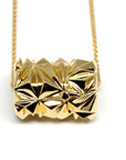 Large pendant bena jewelry vermeil gold fashion jewelry design made in montreal canada jewelry designer chiseled collection tube pendant unisexe jewelry montreal designer