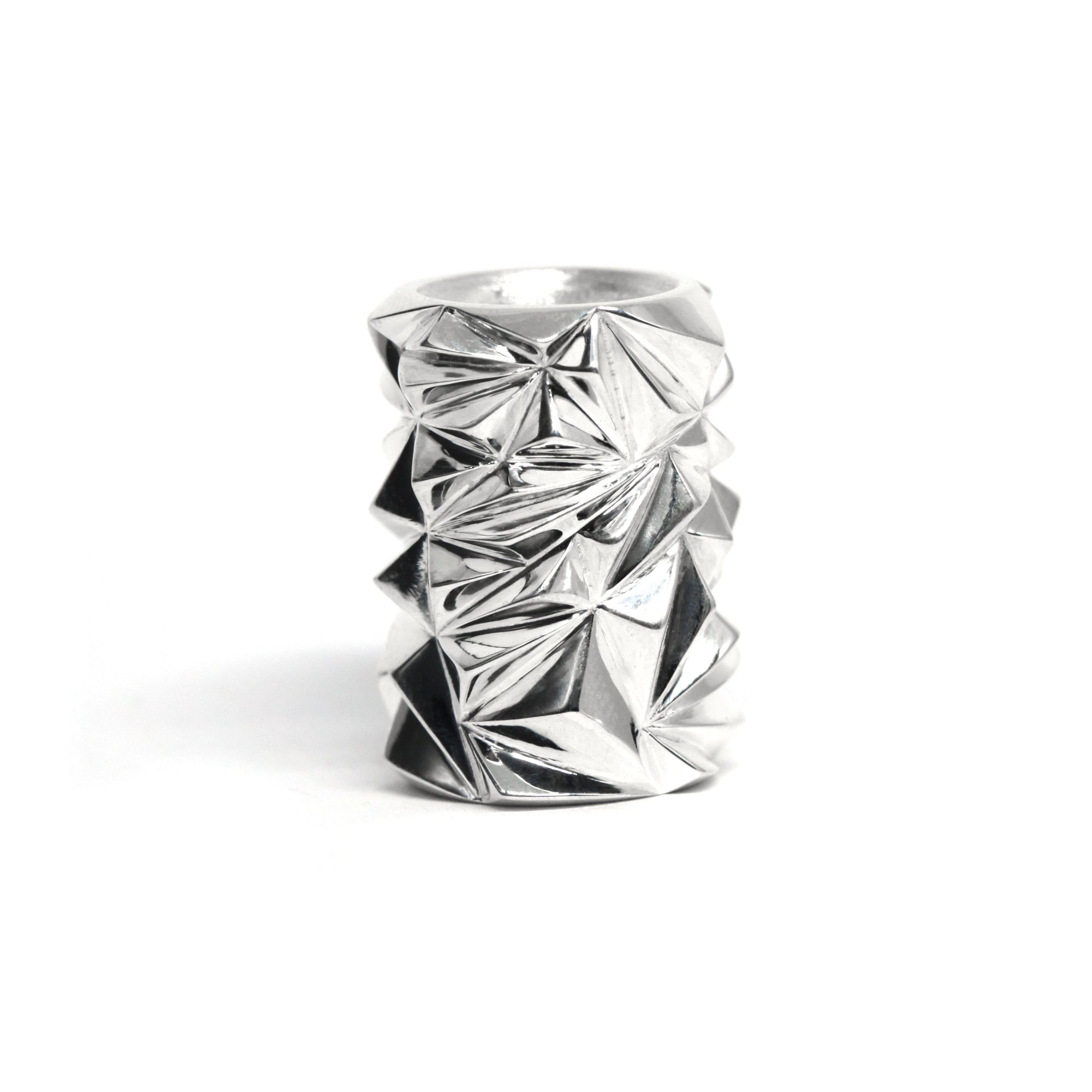 Silver Small Chiseled Pyramid Tube Pendant