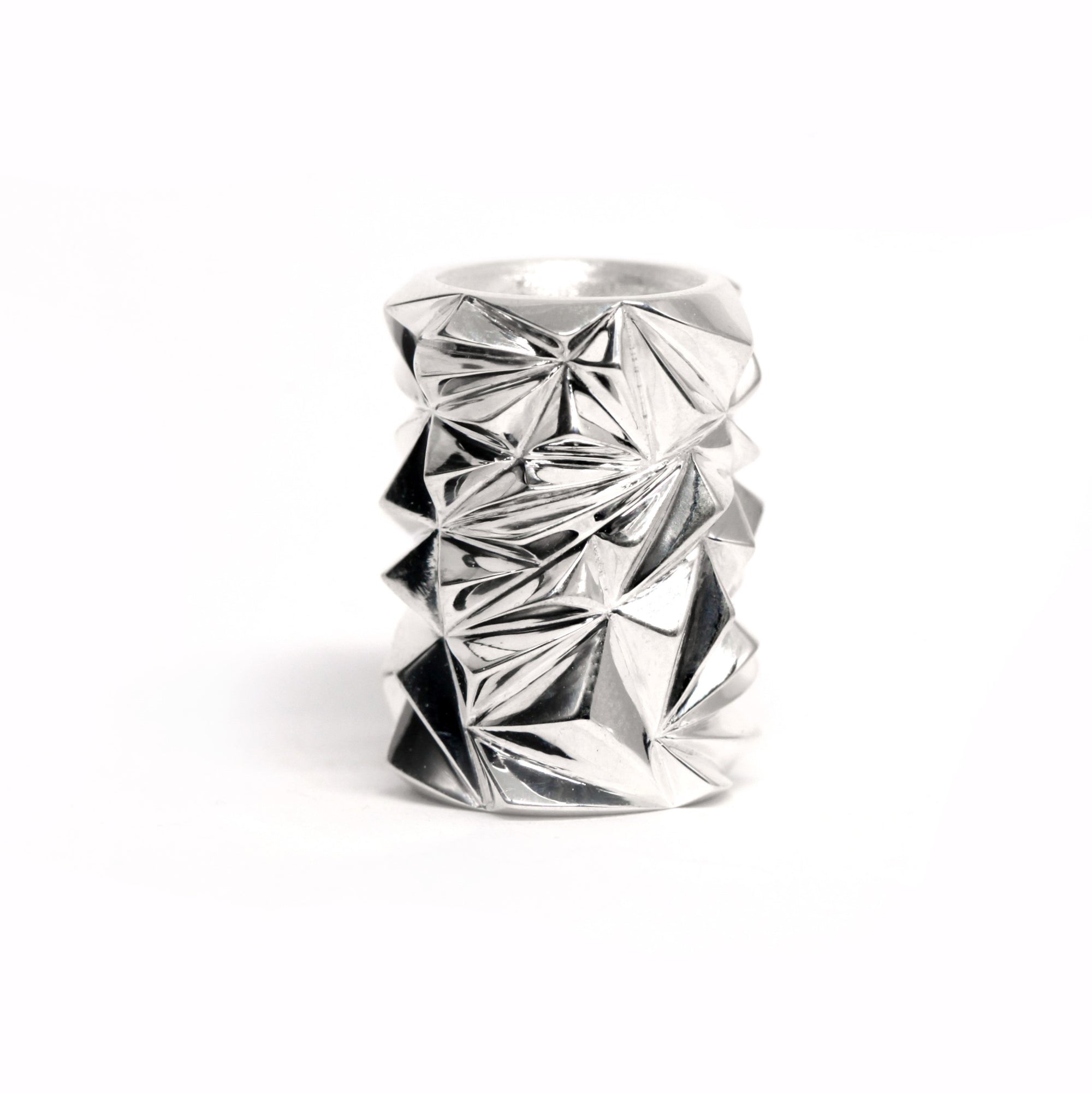 Silver Large Chiseled Pyramid Tube Pendant