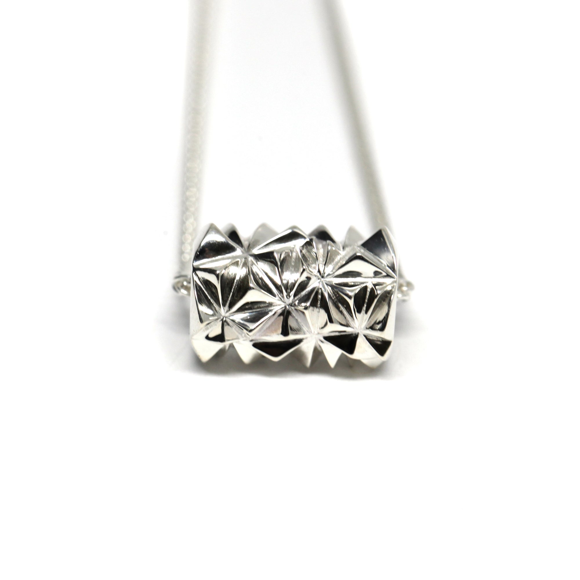 Silver Small Chiseled Pyramid Tube Pendant
