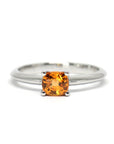 Spessartite Garnet Bright Orange Cushion Cut Gold Ring