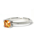 Spessartite Garnet Bright Orange Cushion Cut Gold Ring