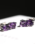 Pear Cut Double Amethyst Stud Earrings