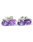 Pear Cut Double Amethyst Stud Earrings