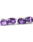 Pear Cut Double Amethyst Stud Earrings