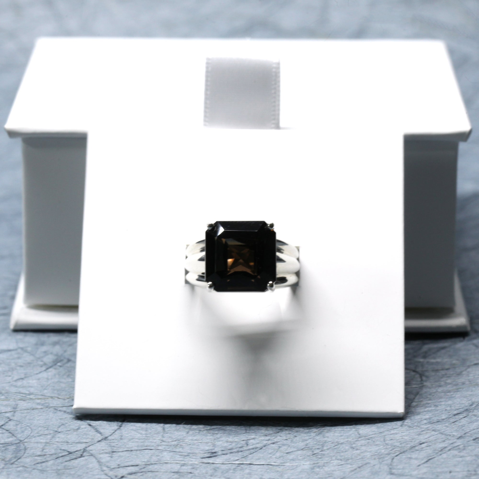 Edgy cocktail ring smoky quartz gemstone broker montreal handemade in canada fine jewelry designer silver ring with big bold black quartz gems montreal