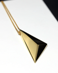 Edgy pendant vermeil gold sharp unisexe minimal jewelry yellow gold plated silver pendant little italy jeweler sharp edge monteal minimalist fashion jewelry design custom handmade in montreal canada